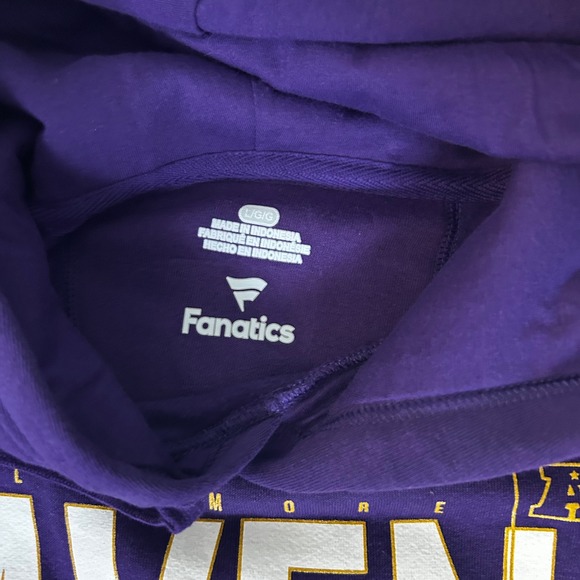 Fanatics Baltimore Ravens NFL Football Hoodie Mens Large Purple Pullover Fleece - Picture 4 of 7